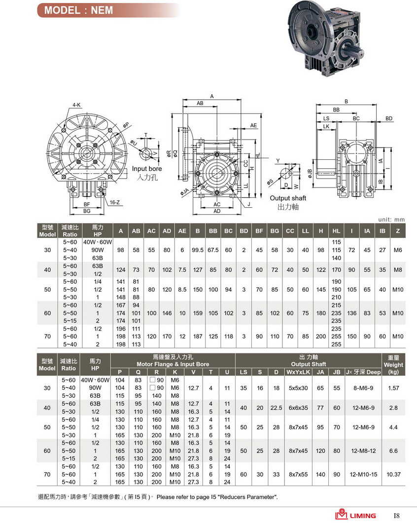 利茗鋁合金蝸輪減速機(jī)NEM